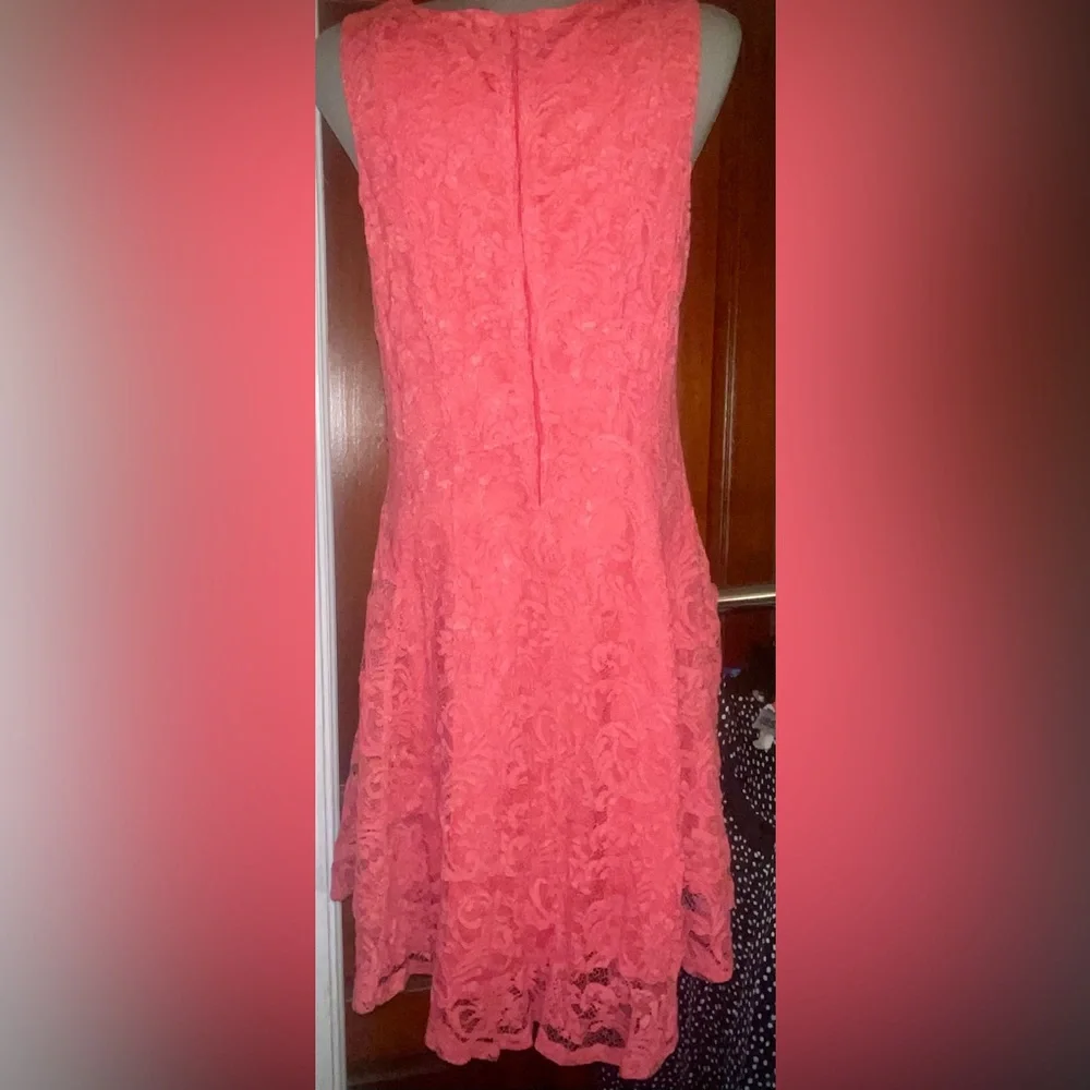 Torrid Brand Coral Lace Skater Dress. Size 14 READ DESCRIPTION **SEE PICS - Picture 6 of 7